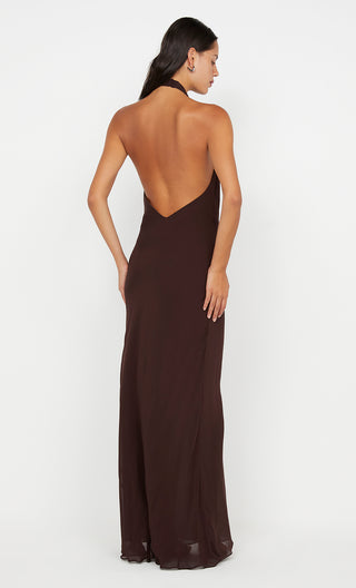 sonveva wrap dress, bec and bridge, bec & bridge australia, maxi dress, wedding guest dress, halter neck dress, backless maxi dress, flowy maxi dress, chocolate maxi dress