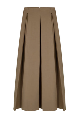 ava skirt, harris tapper, pleated maxi skirt, brown maxi skirt, maxi skirt with pockets