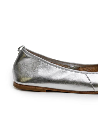 ballet flat, la tribe, chrome ballet flats, silver ballet flats, ballet flats with brow, silver ballet flats with bow