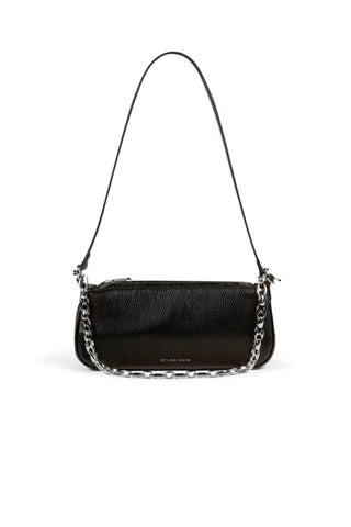 the lexi sling bag, dylan kain, shoulder bag, black shoulder bag, black leather bag, going out black bag