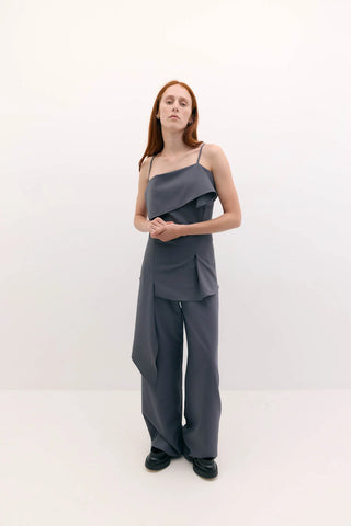 irving trouser, harris tapper, slate pants, relaxed fit pants, elastic band pants, grey loose fitting pants