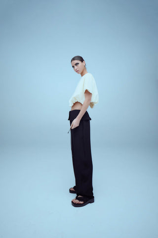 lindsay top, harris tapper, loose fitting cropped top, ivory top, high neck top, baggy cropped tshirt