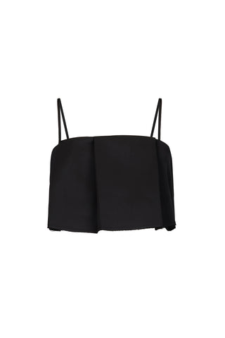 guest top, harris tapper, cropped black top, thin strap black crop, thick material cropped top, events top, loose fitting black cropped top