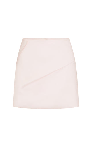 fold mini, harris tapper, baby pink mini skirt, pink mini skirt, suit material mini skirt, high waisted mini skirt