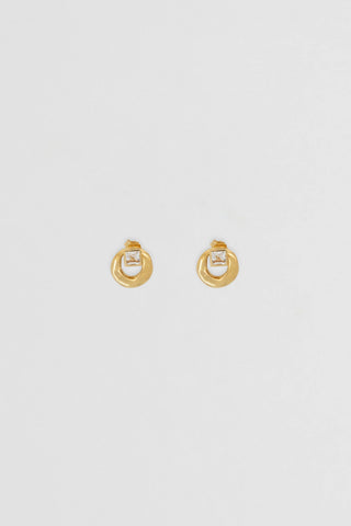 nina gordan, link topaz earrings, gold earrings, two piece earring, gold hoops, diamond stud earring
