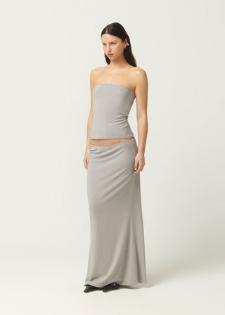 jersey maxi skirt, maison essentiele, grey jersey maxi skirt, grey matching everyday outfit