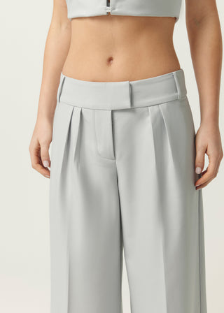 wide tailored pant, maison essentiele, light grey tailored pant, matching light grey set