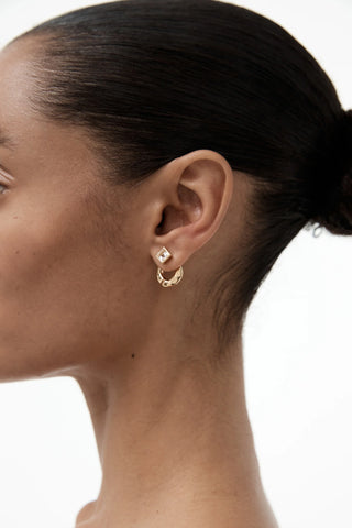 nina gordan, link topaz earrings, gold earrings, two piece earring, gold hoops, diamond stud earring
