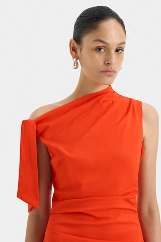 dahlia mini dress, sir, sir the label, sir the label australia, tangerine mini dress, event mini dress, off the shoulder mini dress, black tie mini dress