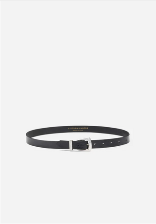 diesel belt, viktoria and woods, vik and woods, black leather belt, black and silver leather belt, black thin strap belt