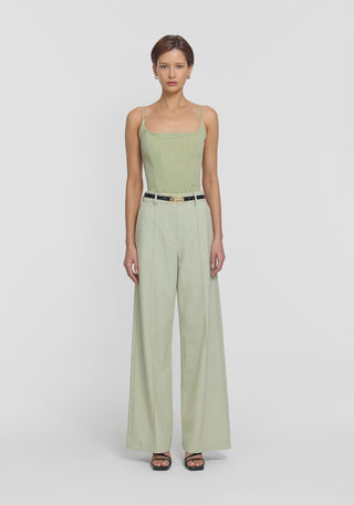 barker trouser, vik and woods, viktoria and woods, viktoria and woods australia, tailored pants, highwaisted pants, green pants, green suit pants, matching set