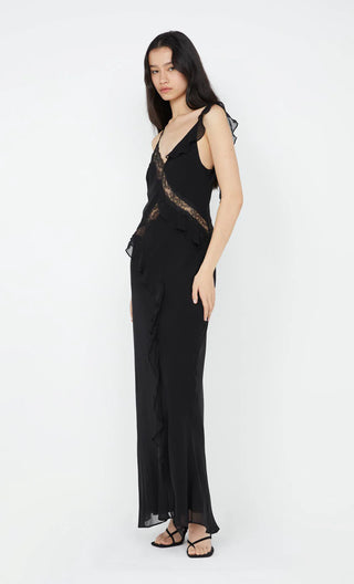 knox maxi dress, bec and bridge, bec and bridge australia, black maxi dress, black lace maxi dress, thin strap black maxi dress, loose fitting black dress, weding dresses