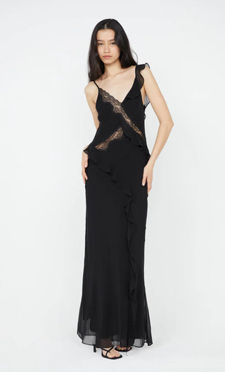 knox maxi dress, bec and bridge, bec and bridge australia, black maxi dress, black lace maxi dress, thin strap black maxi dress, loose fitting black dress, weding dresses