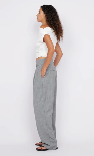 monika pant, bec and bridge, highwaisted pants, high waisted bottoms, grey pants, grey oversized pants, pleated oversized pants